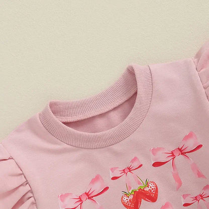 Long Sleeve Strawberries And Bows  Toddler Set