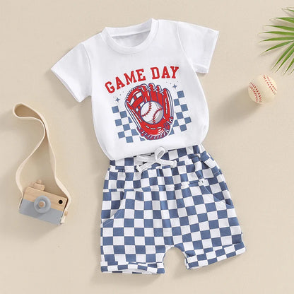 Checkered Baseball Baby Set