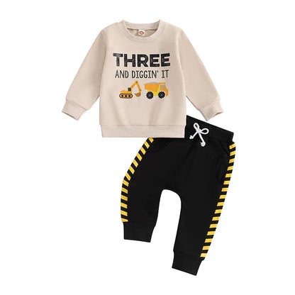 Diggin' It Construction Truck Birthday Long Sleeve Toddler Set