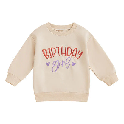 Embroidered Birthday Girl Toddler Sweatshirt