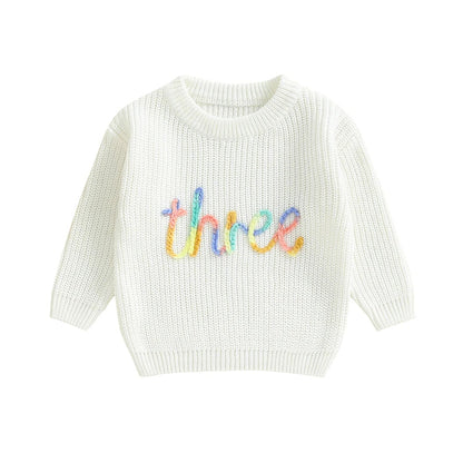 Birthday Rainbow Embroidery Toddler Sweater