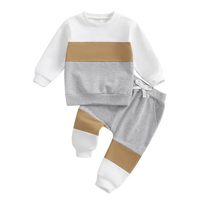Color Block Neutral Long Sleeve Baby Set