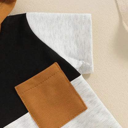 Color Block Hooded Shorts Toddler Set