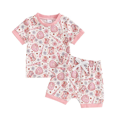 Pink Baseball Baby Girl Set