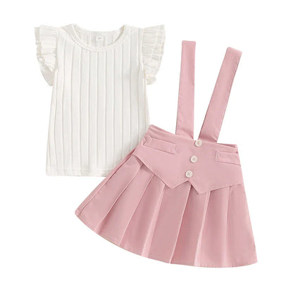 Pleated Suspender Skirt Toddler Set