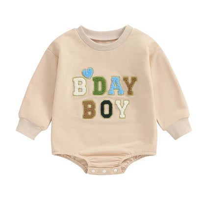 Birthday Chenille Letter Baby Bodysuit