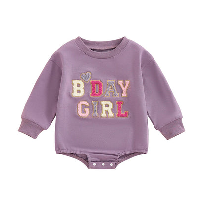 Birthday Chenille Letter Baby Bodysuit