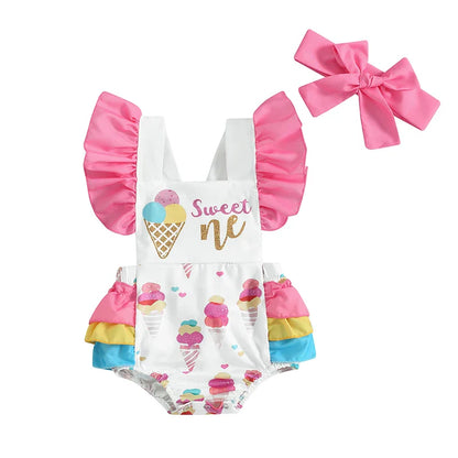 Sweet ONE Ice Cream Birthday Baby Romper