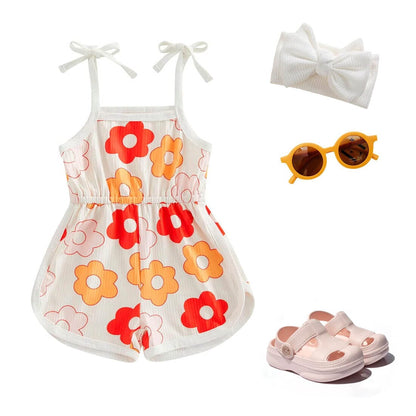 Straps Floral Toddler Romper