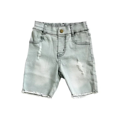 Slate Gray Bermuda Denim Toddler Shorts