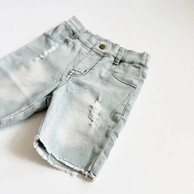 Slate Gray Bermuda Denim Toddler Shorts