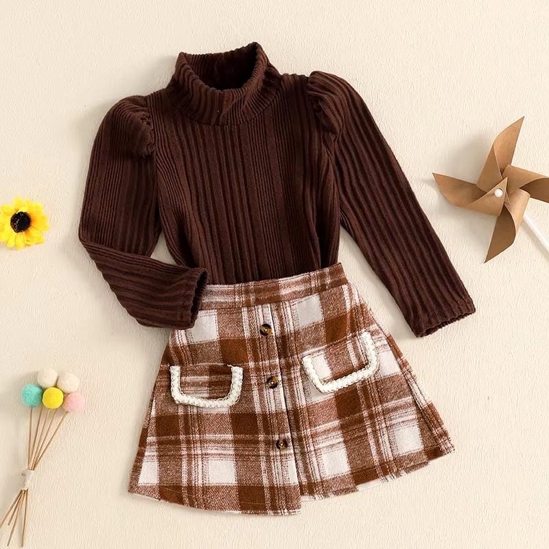 Long Sleeve Pocket Skirts Toddler Set