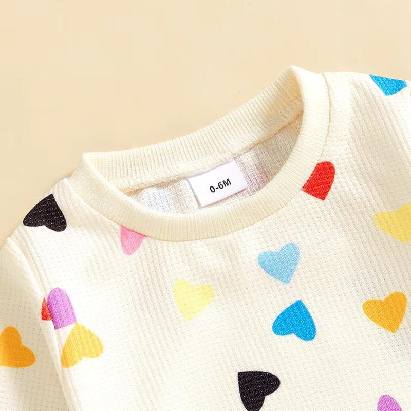 Rainbow Hearts Waffle Long Sleeve Baby Set