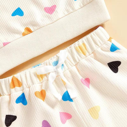 Rainbow Hearts Waffle Long Sleeve Baby Set