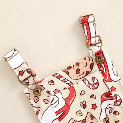 Santa Cookie Overall Toddler Shorts Jumpsuit