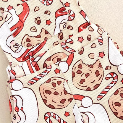 Santa Cookie Overall Toddler Shorts Jumpsuit